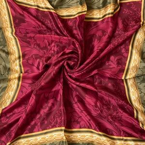 Vtg Square Silk Scarf by Echo in Beautiful Holiday Colors